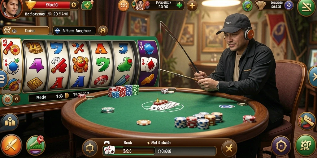 Pemandangan ubin Mahjong yang indah dan berwarna.